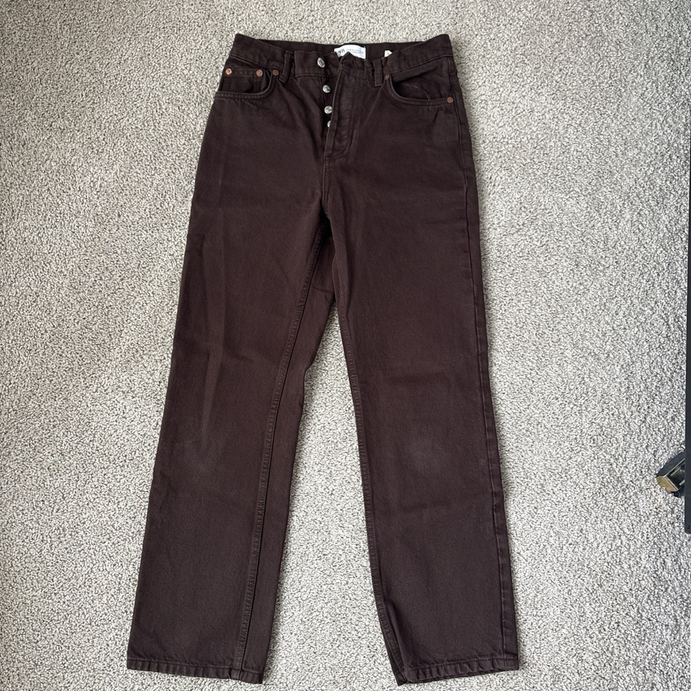 Brown Straight Leg Zara Jeans